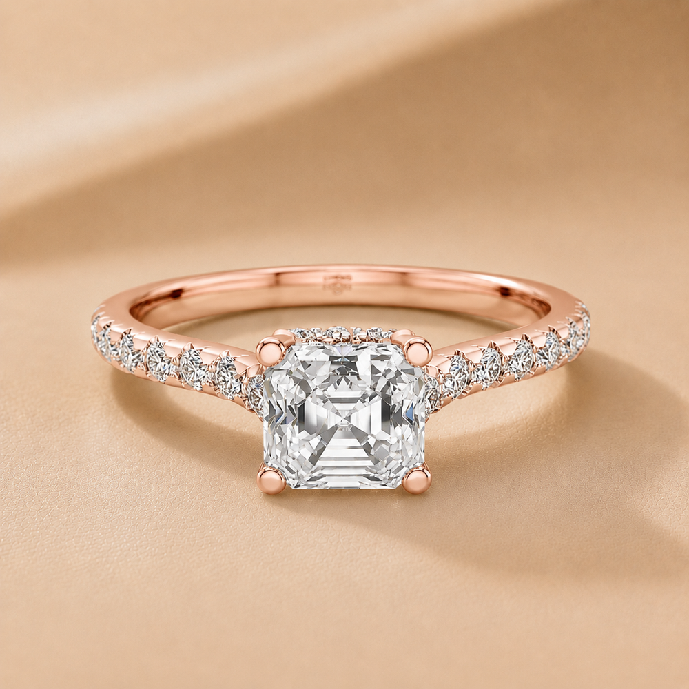 Classic Pavé Accent Solitaire Ring