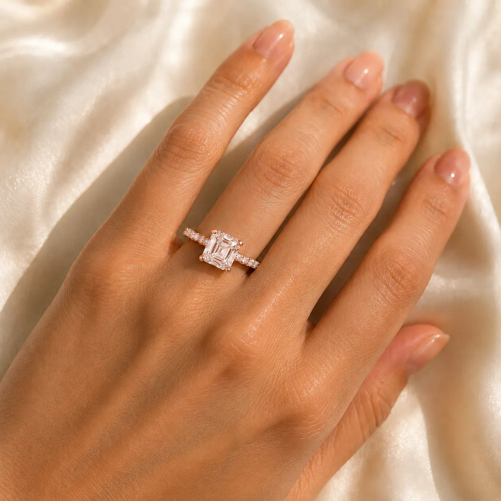Classic Pavé Accent Solitaire Ring