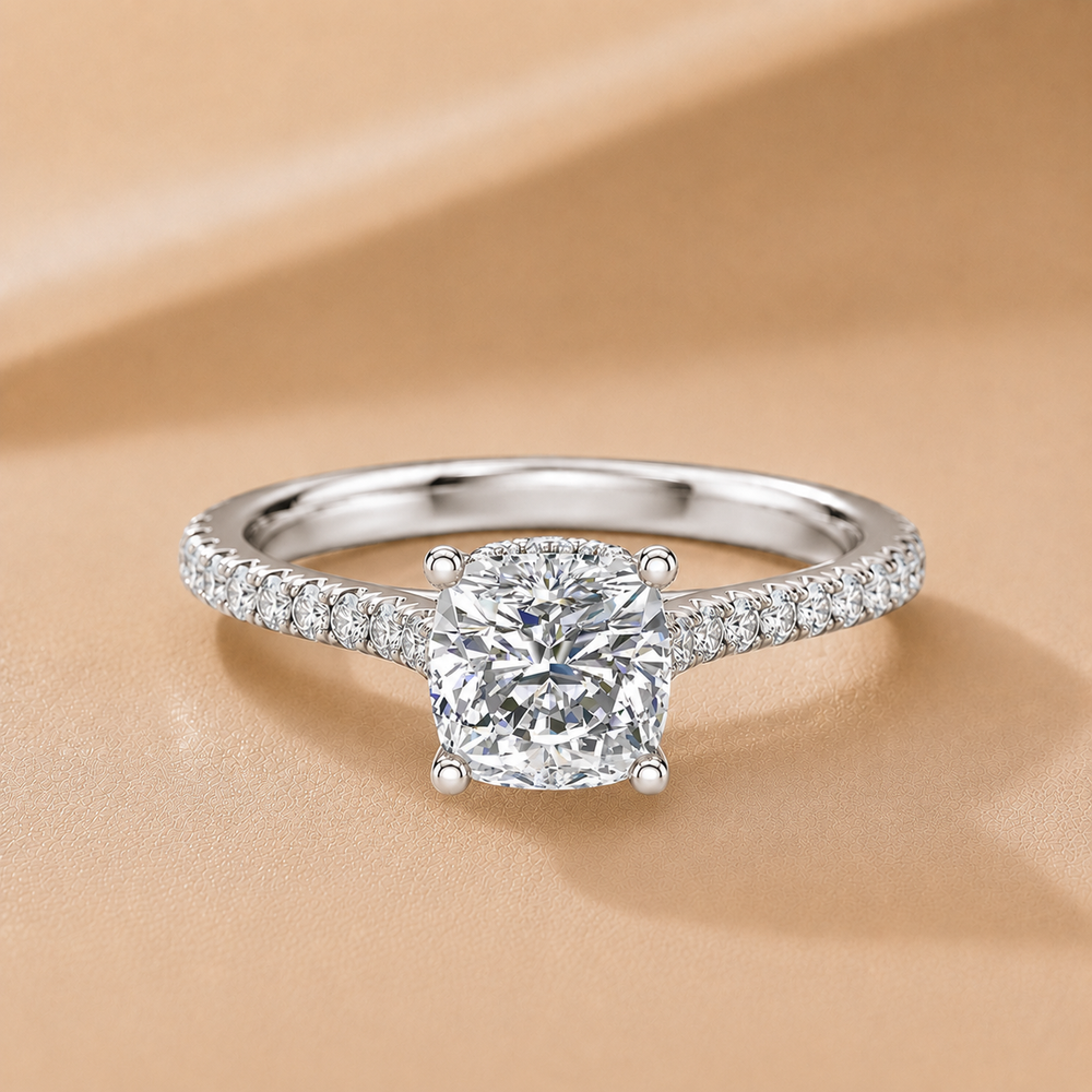 Classic Pavé Accent Solitaire Ring