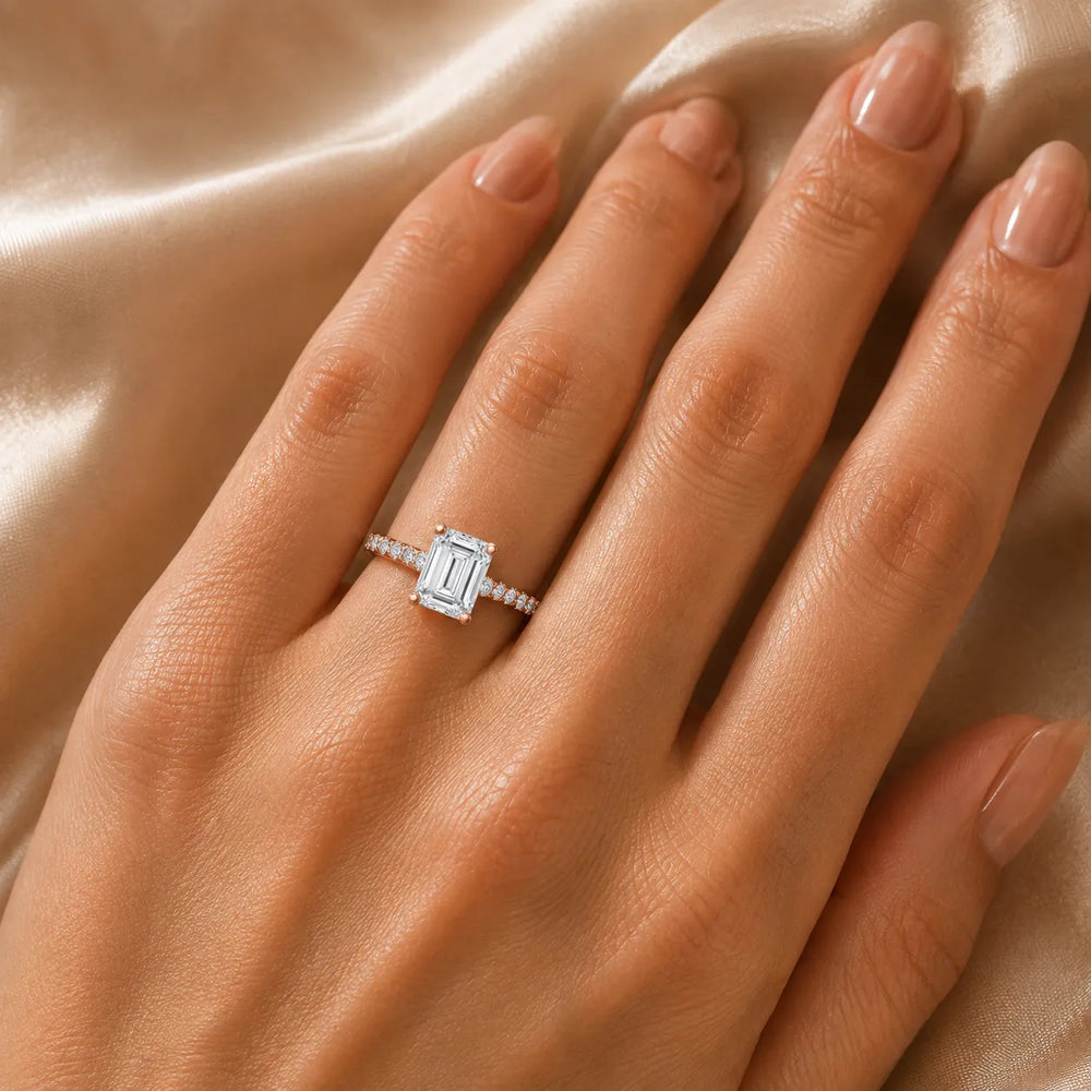 Classic Pavé Accent Solitaire Ring