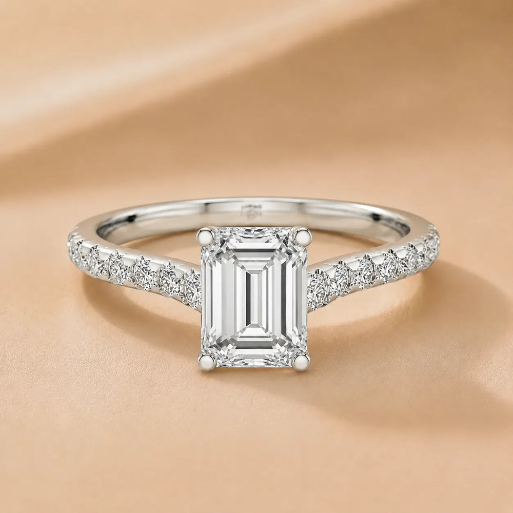 Classic Pavé Accent Solitaire Ring