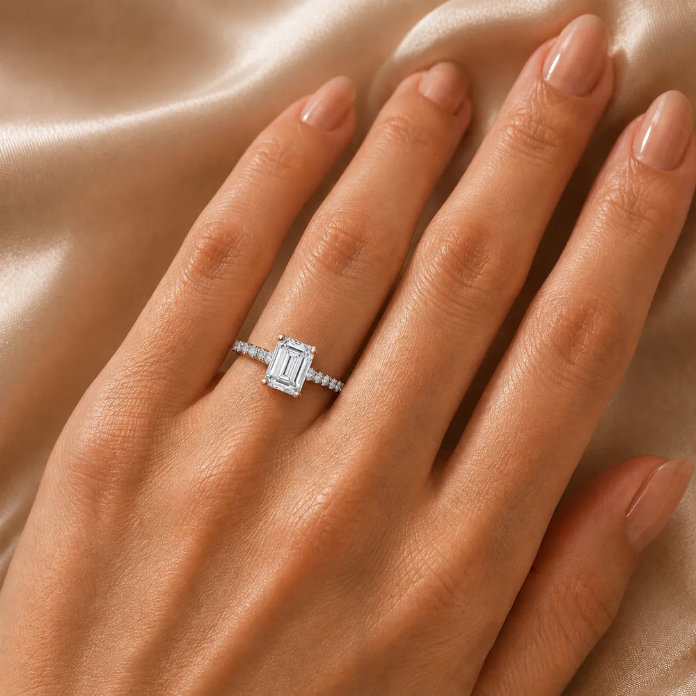 Classic Pavé Accent Solitaire Ring