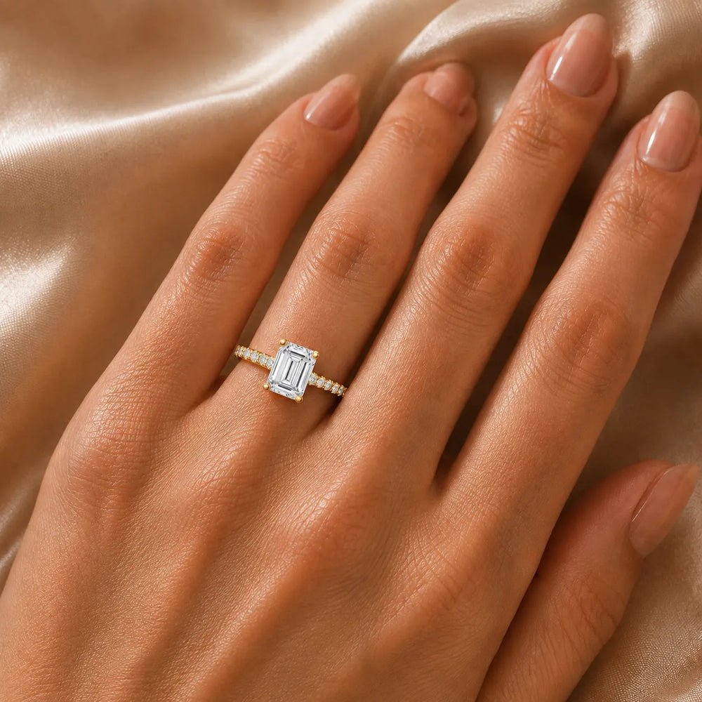 Classic Pavé Accent Solitaire Ring