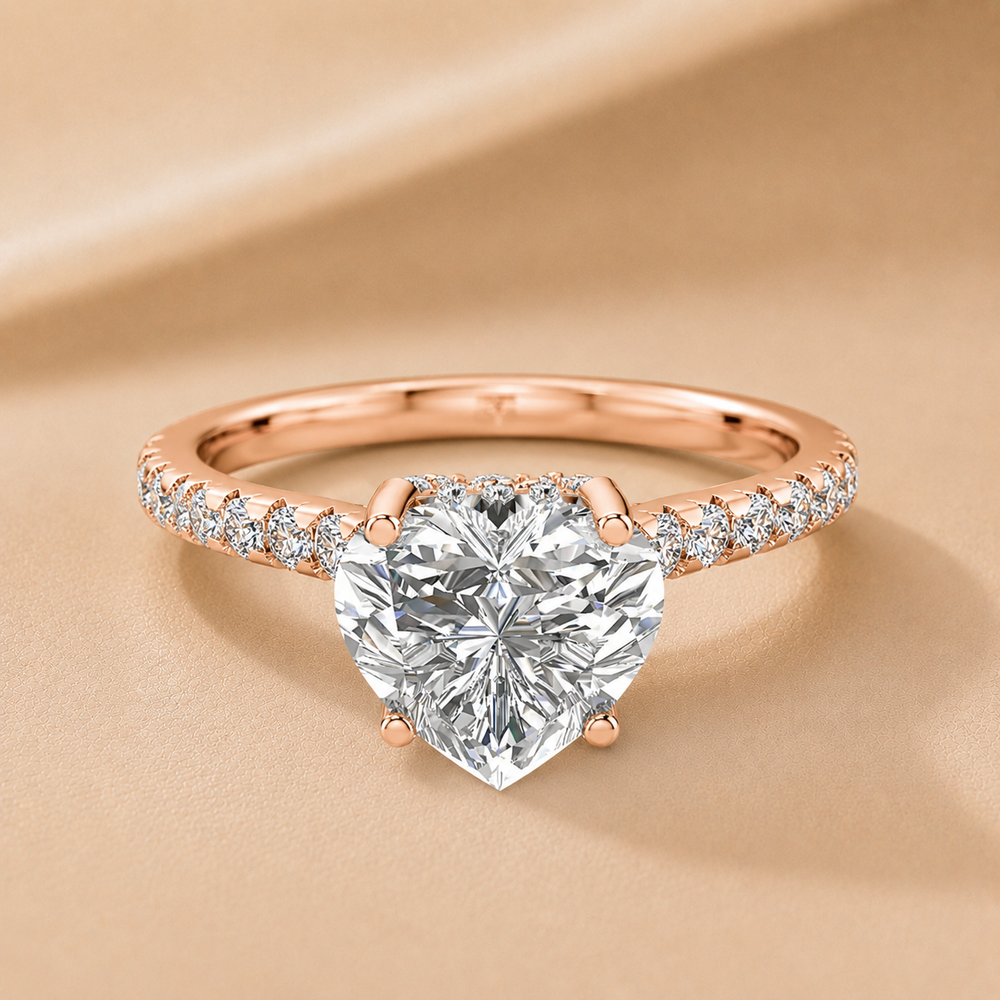 Classic Pavé Accent Solitaire Ring