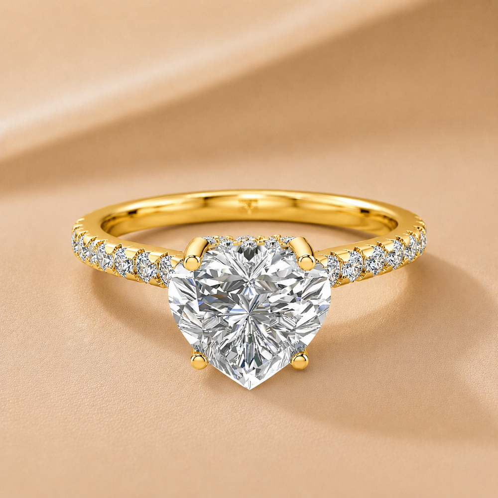 Classic Pavé Accent Solitaire Ring