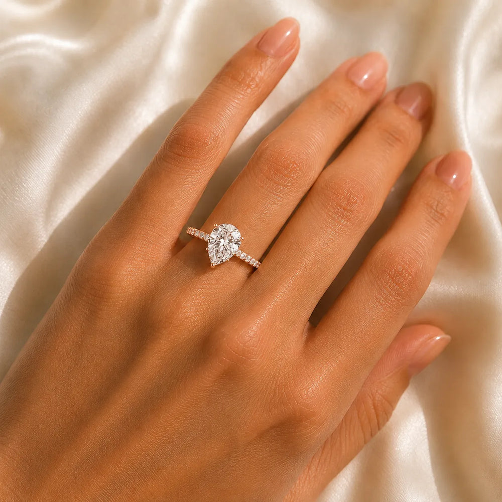 Classic Pavé Accent Solitaire Ring