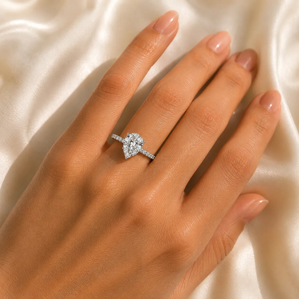 Classic Pavé Accent Solitaire Ring