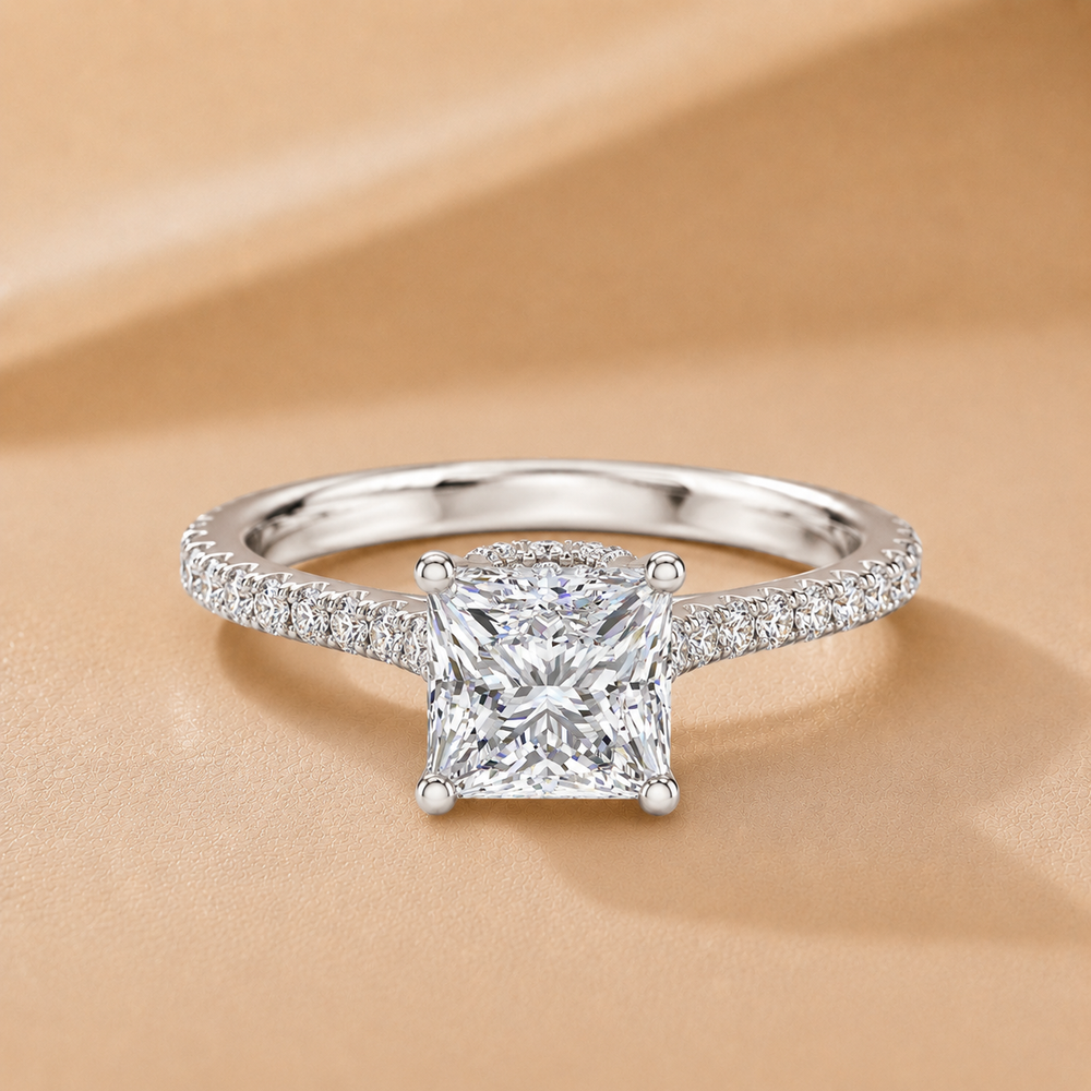 Classic Pavé Accent Solitaire Ring