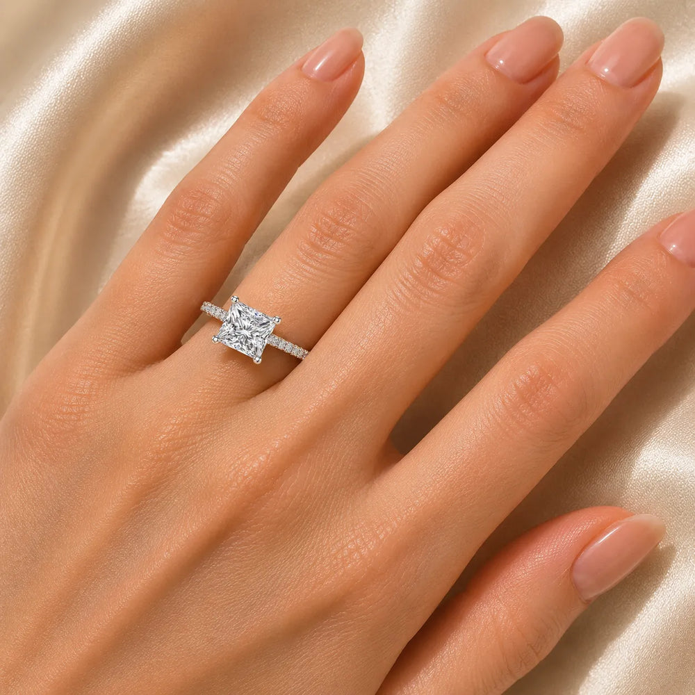 Classic Pavé Accent Solitaire Ring