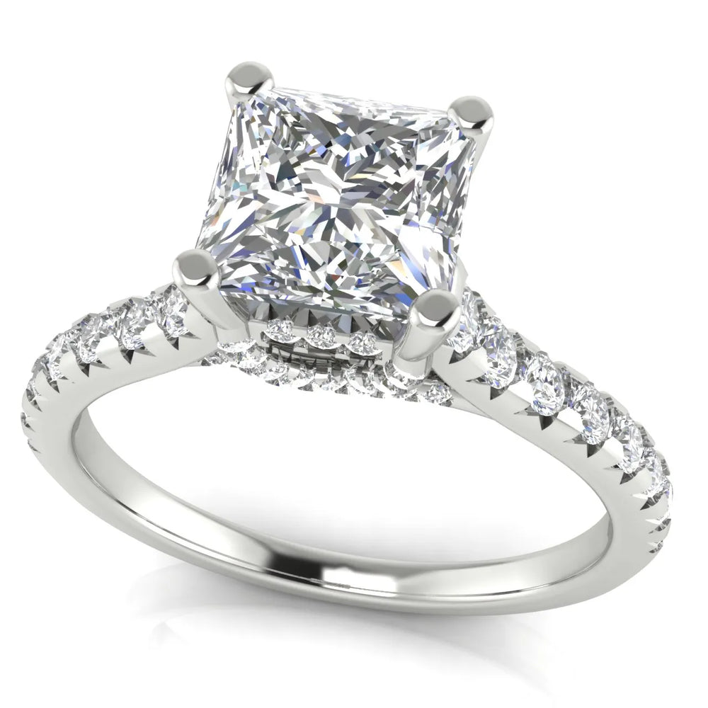 Classic Pavé Accent Solitaire Ring