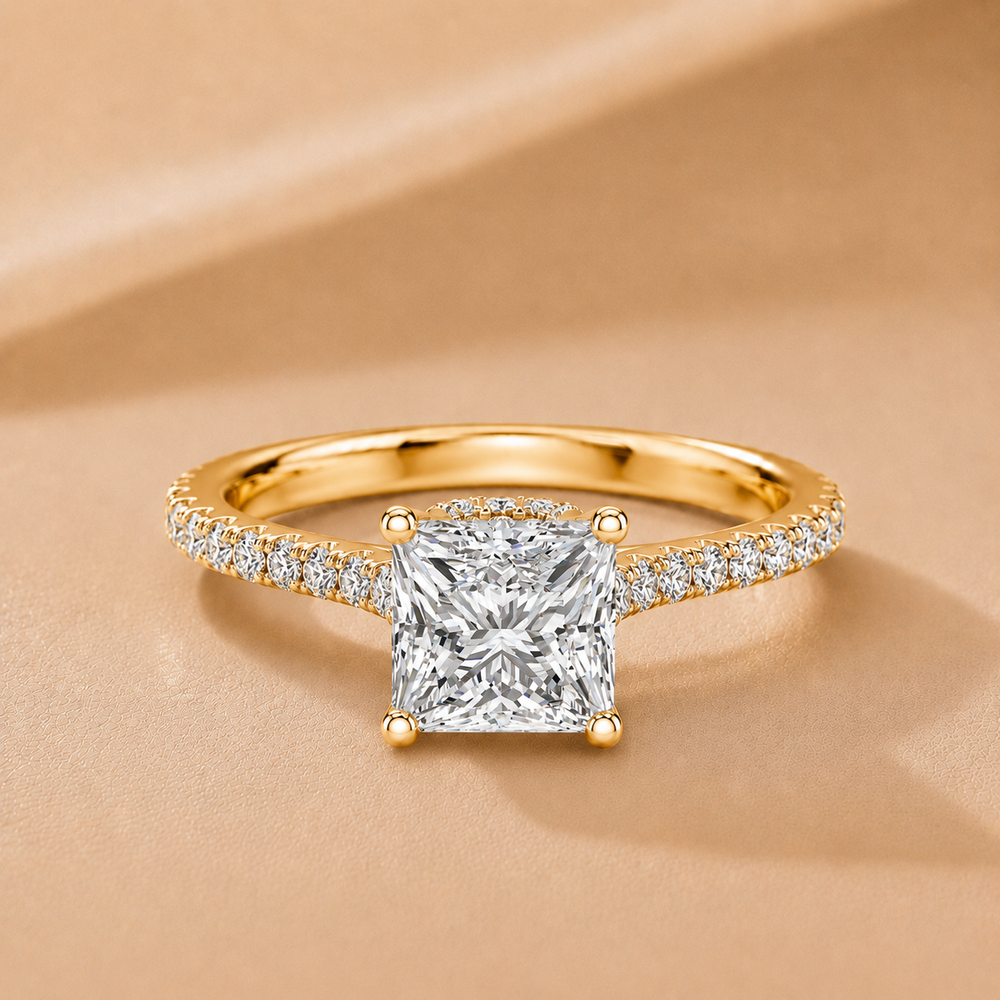 Classic Pavé Accent Solitaire Ring