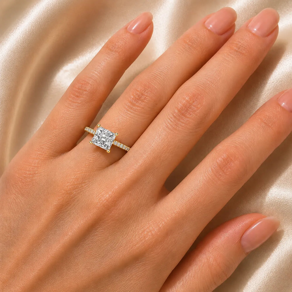 Classic Pavé Accent Solitaire Ring