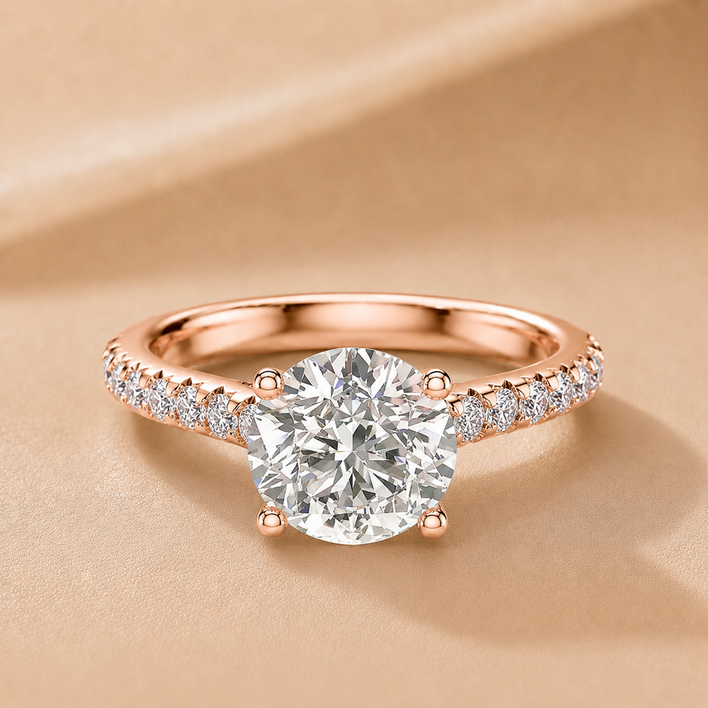 Classic Pavé Accent Solitaire Ring