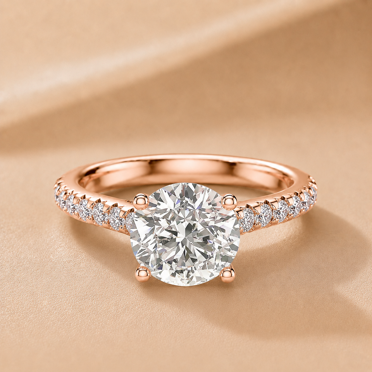 Classic Pavé Accent Solitaire Ring