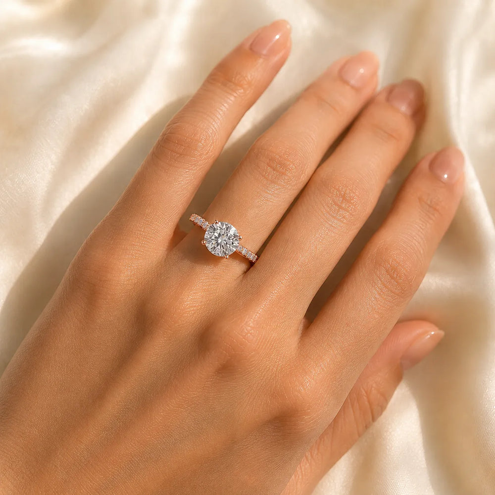 Classic Pavé Accent Solitaire Ring