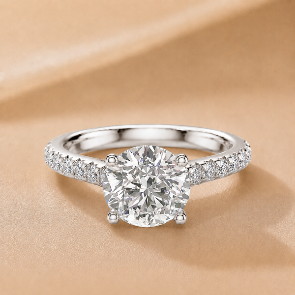 Classic Pavé Accent Solitaire Ring