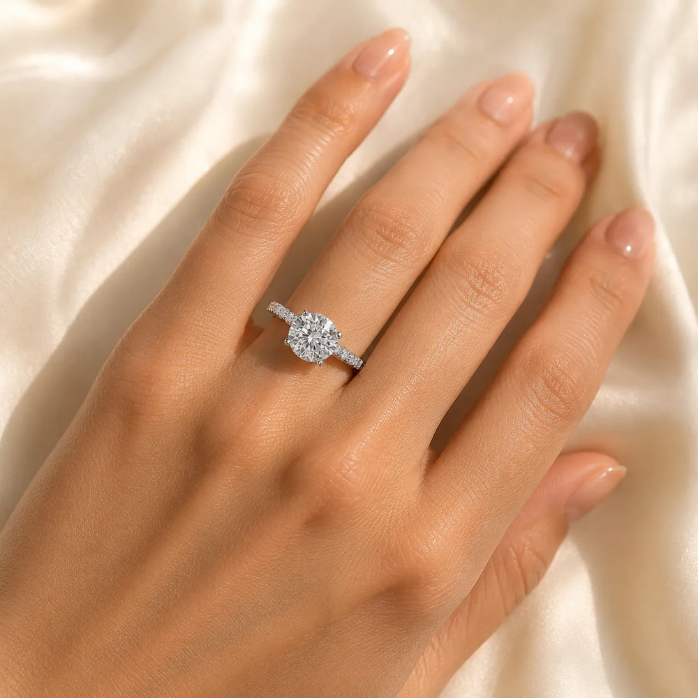 Classic Pavé Accent Solitaire Ring