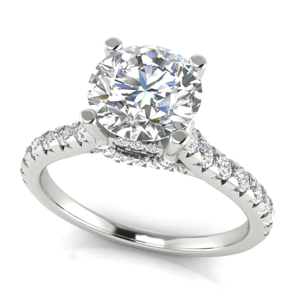 Classic Pavé Accent Solitaire Ring