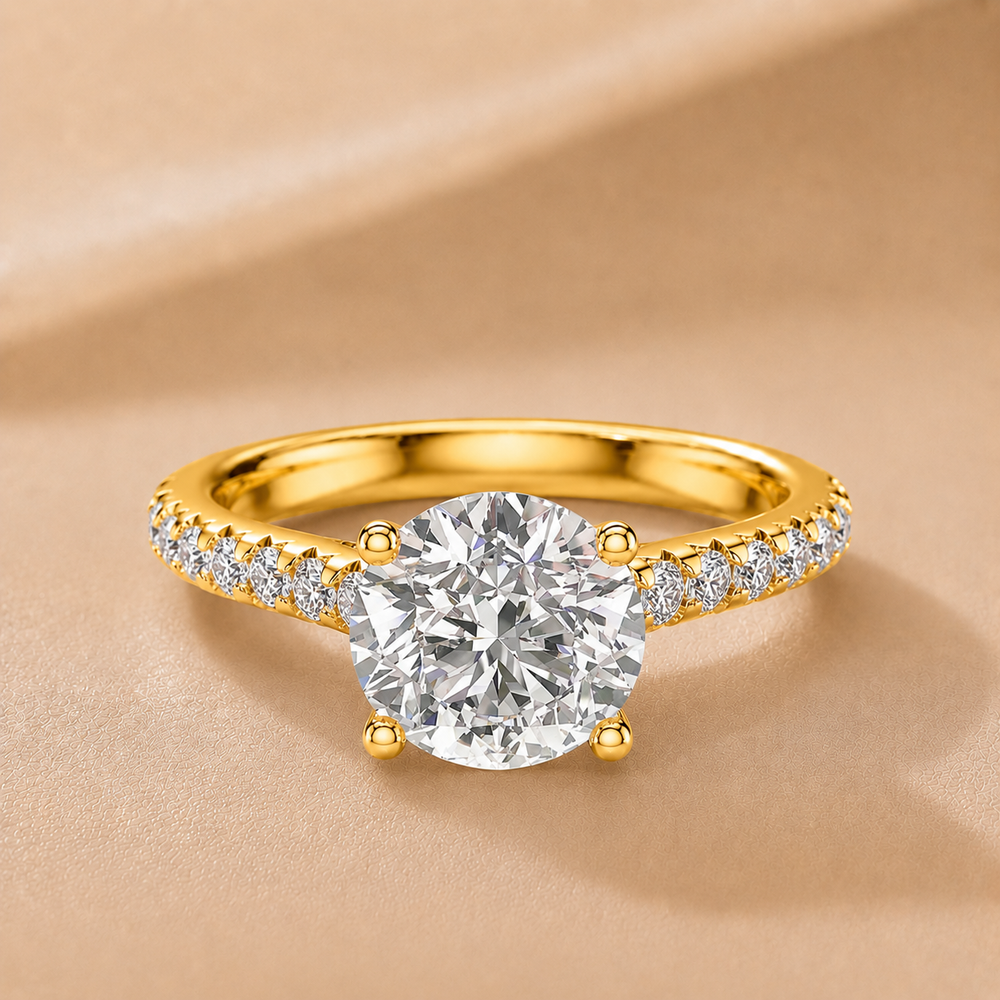 Classic Pavé Accent Solitaire Ring