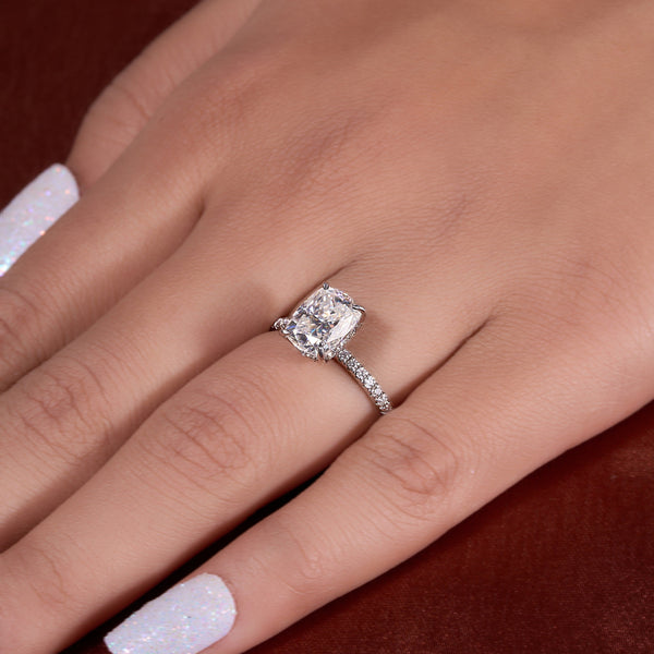 Cushion Cut Labgrown Hidden Halo Ring
