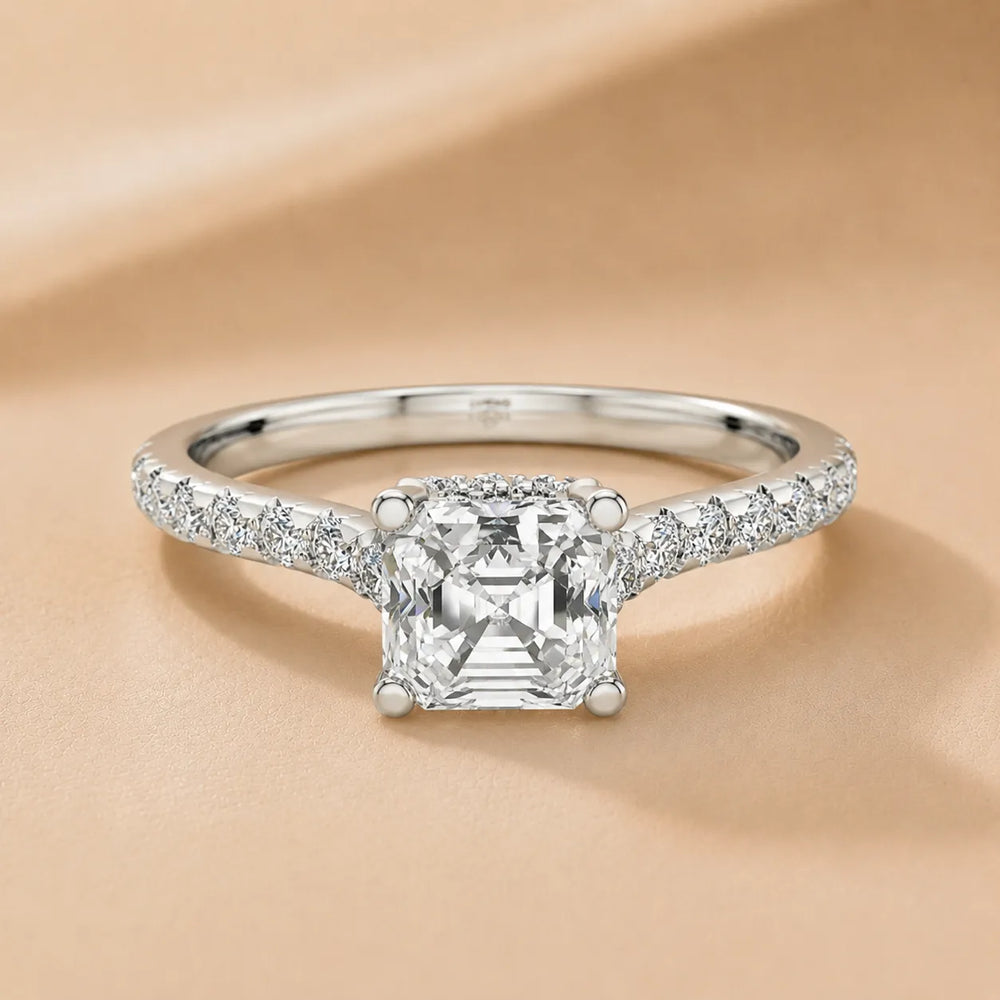 Classic Pavé Accent Solitaire Ring