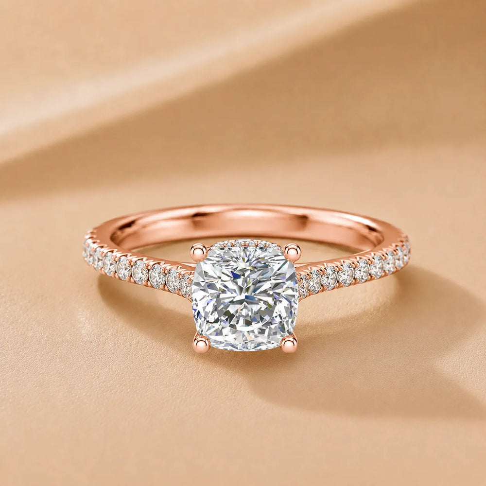 Classic Pavé Accent Solitaire Ring