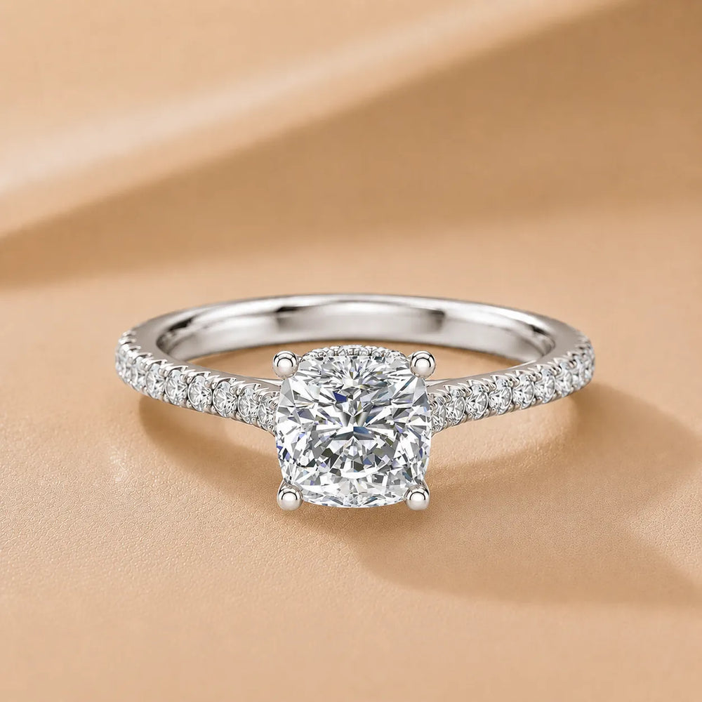 Classic Pavé Accent Solitaire Ring