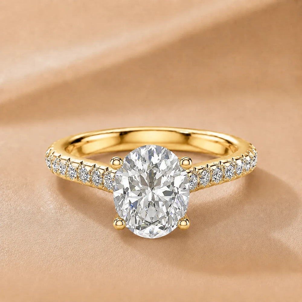 Classic Pavé Accent Solitaire Ring