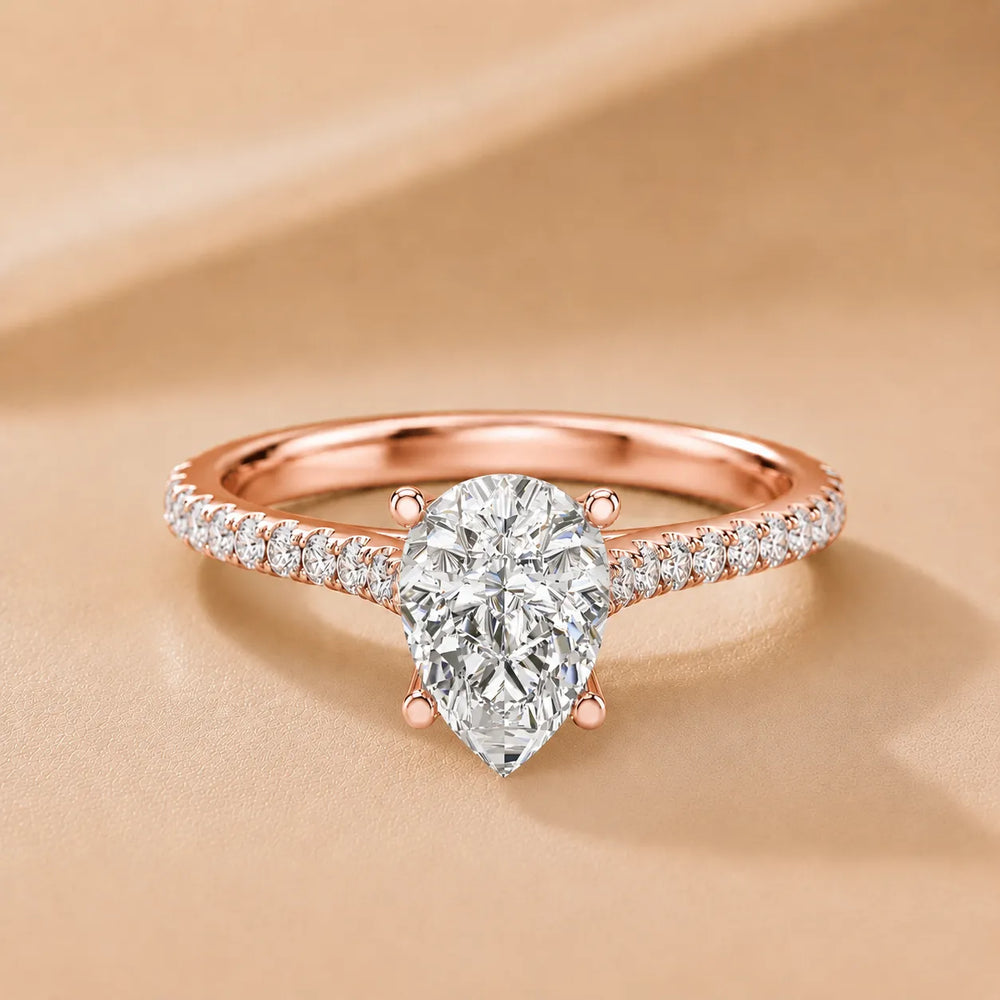 Classic Pavé Accent Solitaire Ring