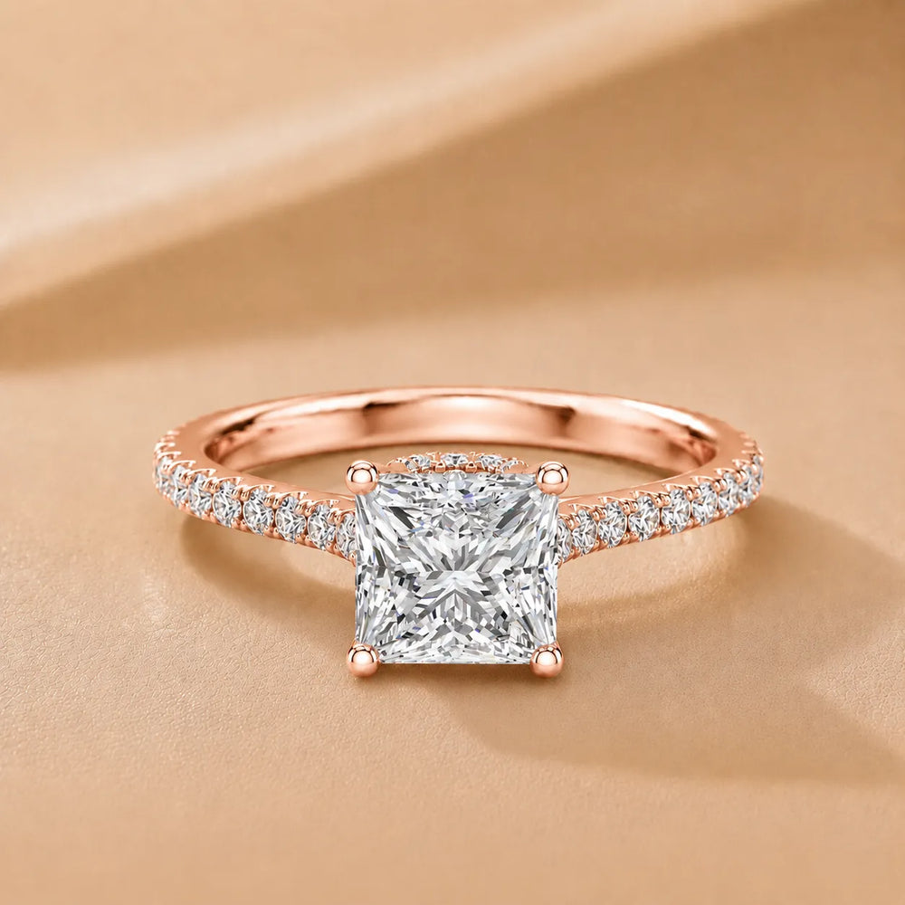 Classic Pavé Accent Solitaire Ring