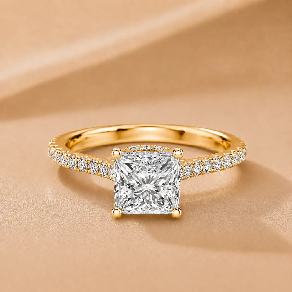 Classic Pavé Accent Solitaire Ring