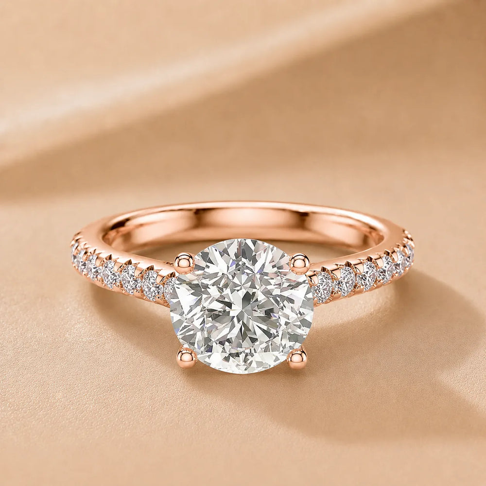 Classic Pavé Accent Solitaire Ring