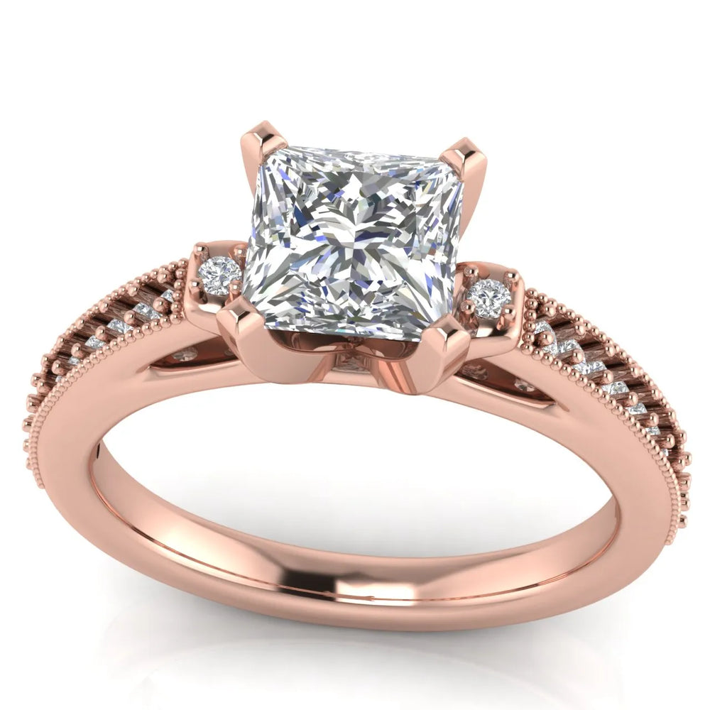 Vintage-Inspired Solitaire Ring with Accent Stone Details