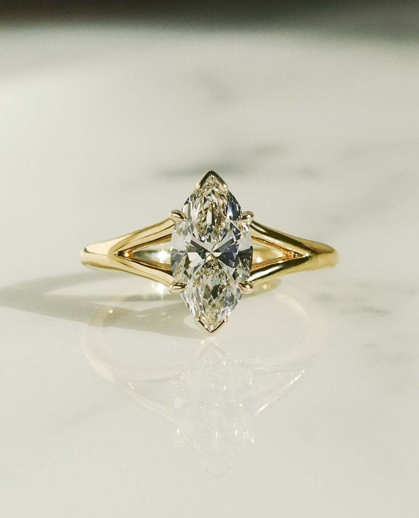 Bezel & Prong Set Marquise Cut Labgrown Engagement Ring
