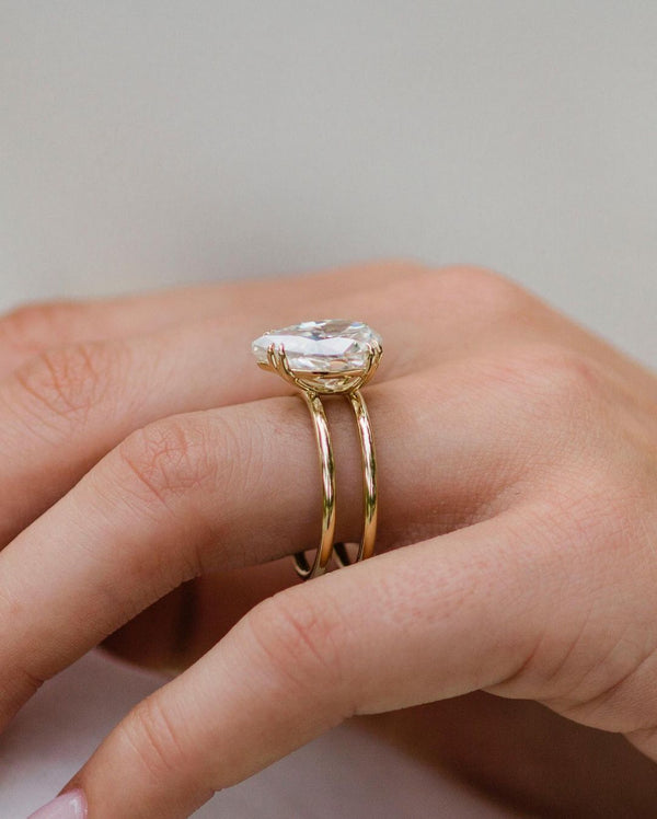 Elongated Pear Cut Labgrown Engagement Ring