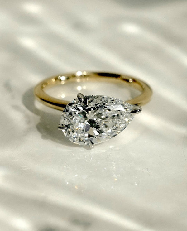 Elongated Pear Cut Labgrown Engagement Ring
