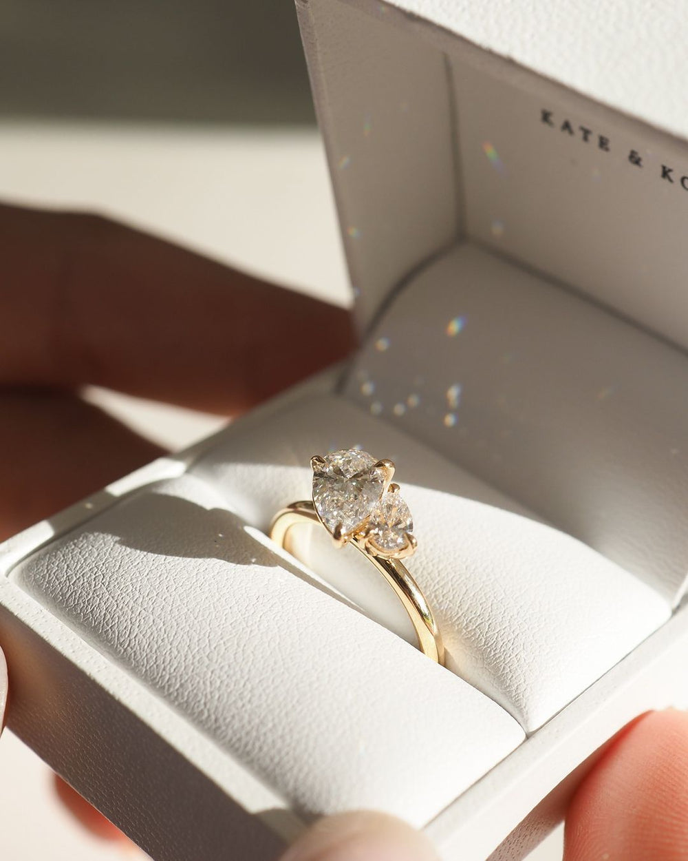 Elongated Pear Cut Labgrown Engagement Ring