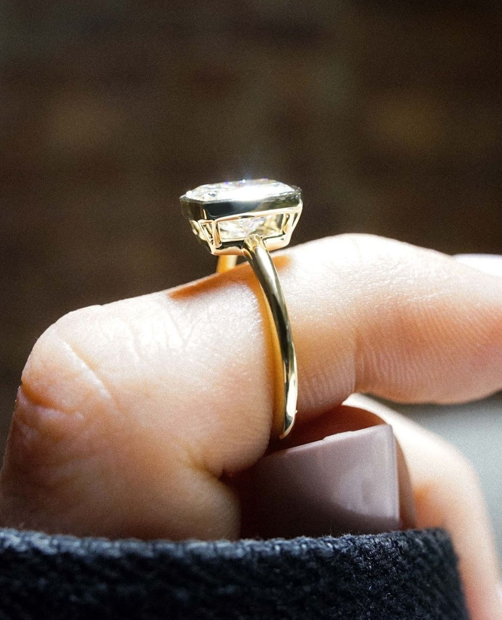 Bezel Set Cushion Cut Labgrown Engagement Ring