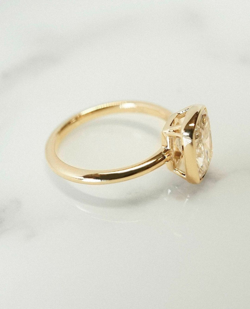 Bezel Set Cushion Cut Labgrown Engagement Ring