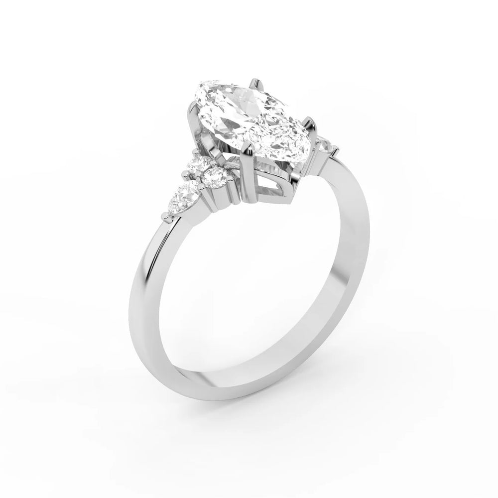 Amelia Three Stone Round Diamond Engagement Ring