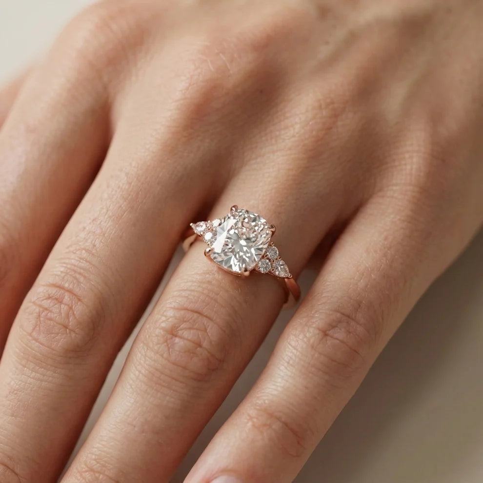 Amelia Three Stone Princess Diamond Engagement Ring