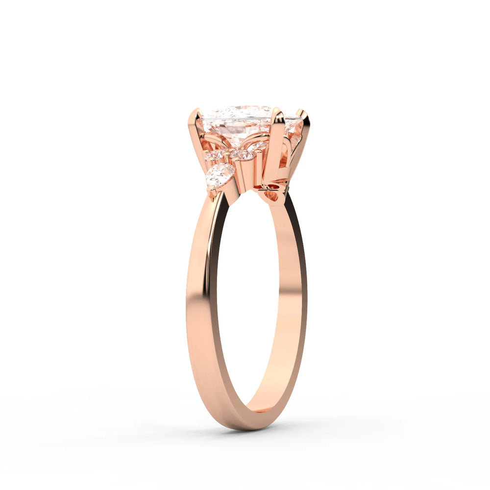 Amelia Three Stone Round Diamond Engagement Ring