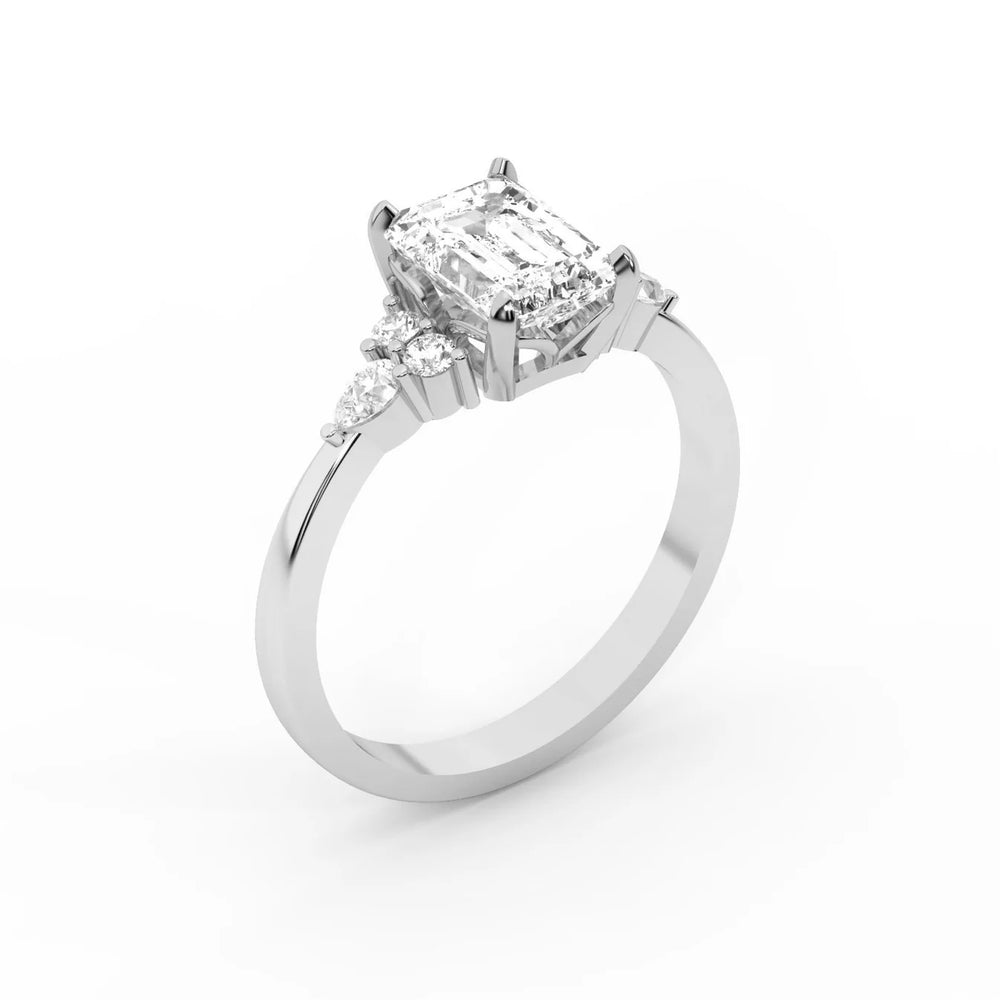 Amelia Three Stone Round Diamond Engagement Ring
