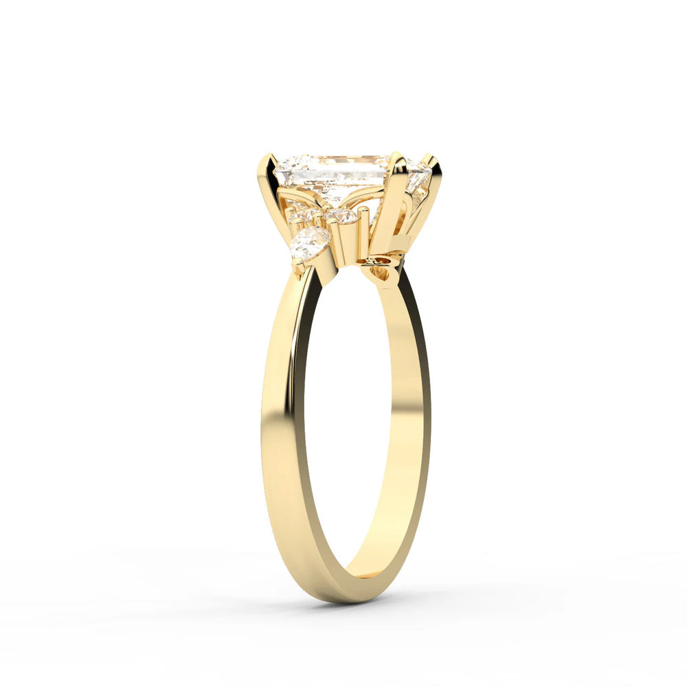 Amelia Three Stone Round Diamond Engagement Ring