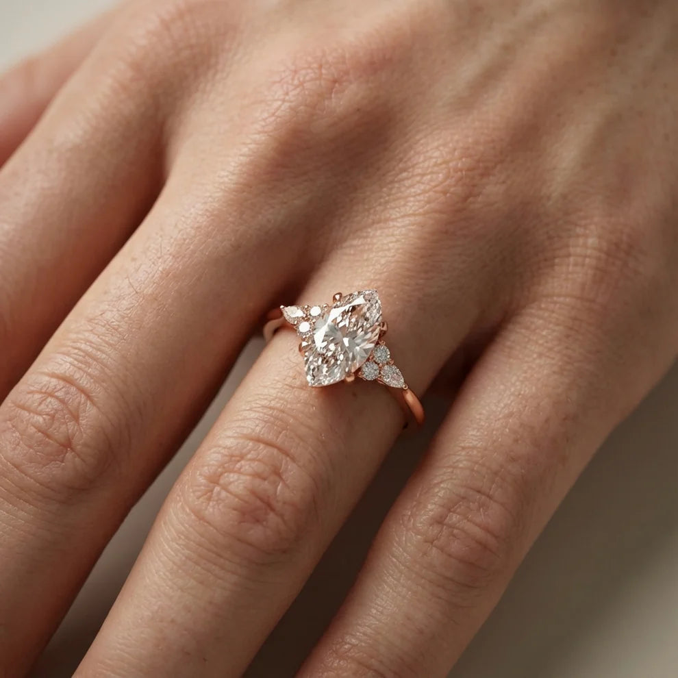 Amelia Three Stone Princess Diamond Engagement Ring