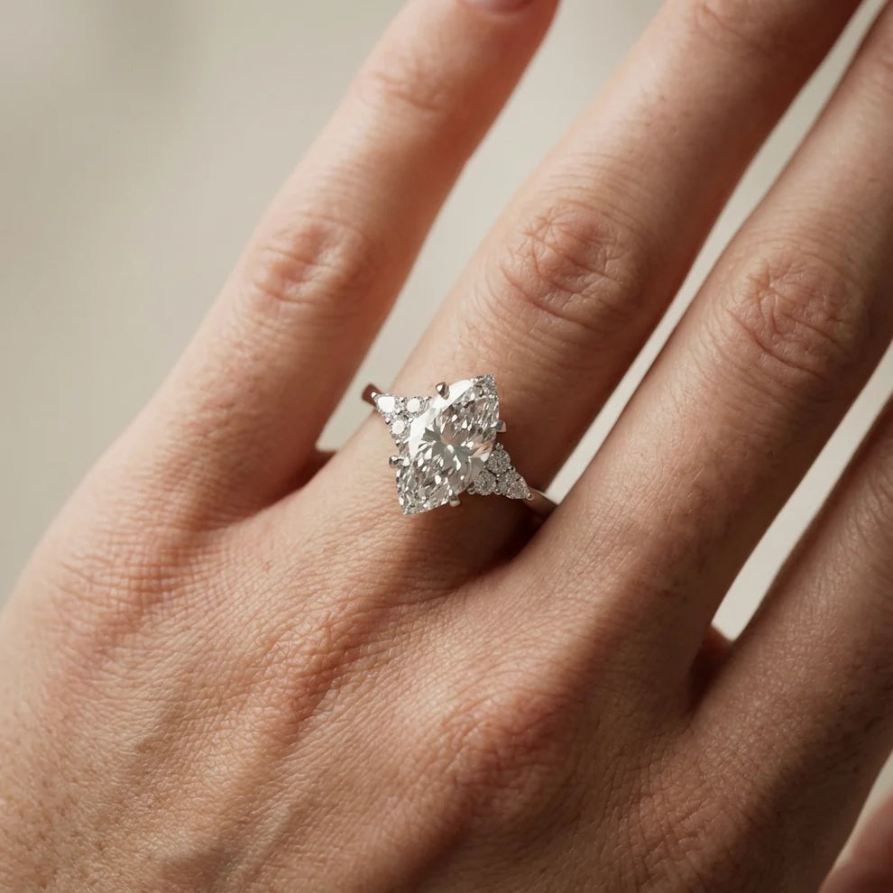 Amelia Three Stone Princess Diamond Engagement Ring