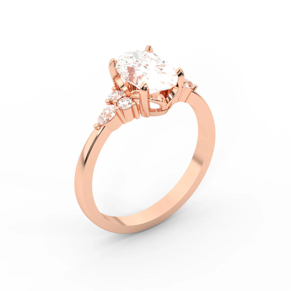 Amelia Three Stone Round Diamond Engagement Ring