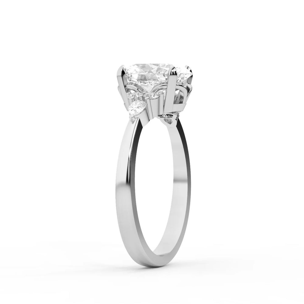 Amelia Three Stone Round Diamond Engagement Ring