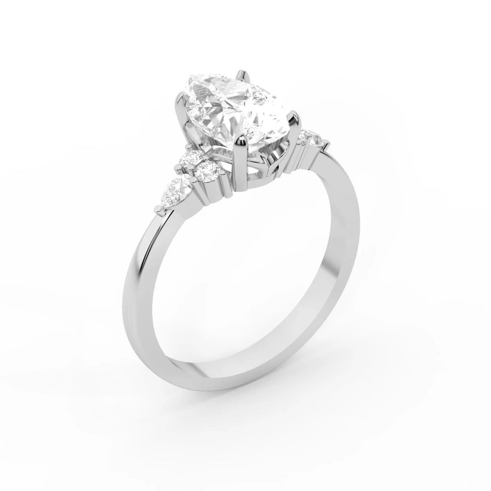 Amelia Three Stone Round Diamond Engagement Ring