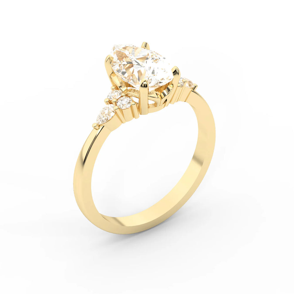 Amelia Three Stone Round Diamond Engagement Ring